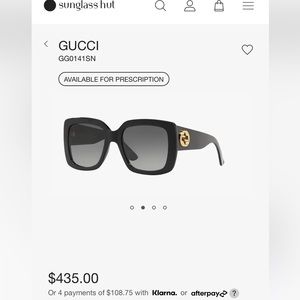 Gucci GG0141SN Black/Grey Shaded 53/20/140 Women Sunglasses